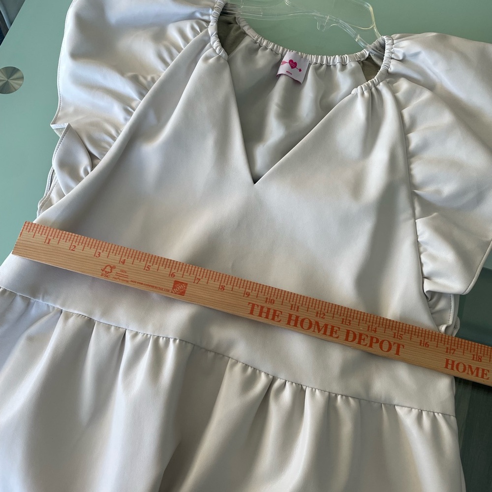 Buddy Love Ronnie White Ruffle Mini Dress Faux Leather Cream Solid NWOT - Picture 6 of 7